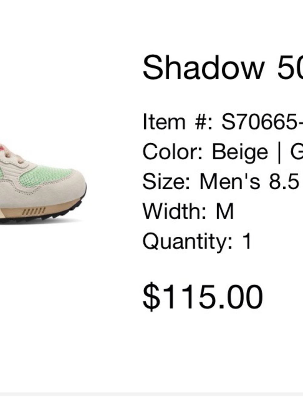 Saucony Shadow 5000 - Beige & Mint Green